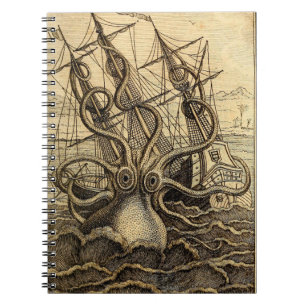Vintage Kraken Skriv ut Anteckningsbok