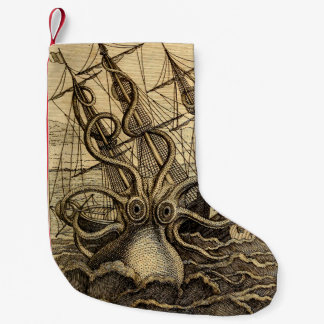 Vintage Kraken Skriv ut Liten Julstrumpa