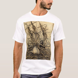 Vintage Kraken Skriv ut T Shirt