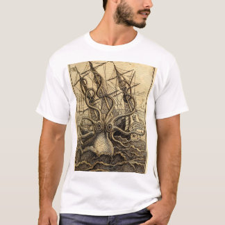 Vintage Kraken Skriv ut T Shirt
