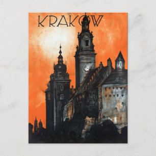 Vintage Krakow Poland Travel Vykort