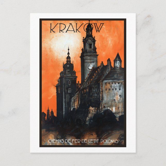 Vintage Krakow Poland Travel Vykort (Framsida)