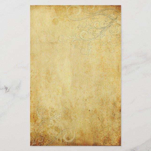 Vintage kräm snurrar Bröllop Parchment Brevpapper (Framsida)