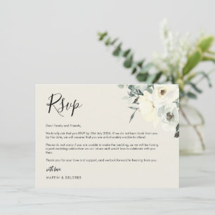Vintage krämfärgad delikat blomster-RSVP-kort Tack Kort