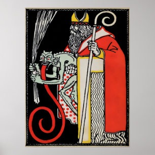 Vintage Krampus Art Poster