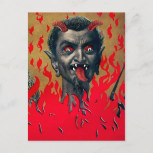 Vintage Krampus Djävulen Head Vykort