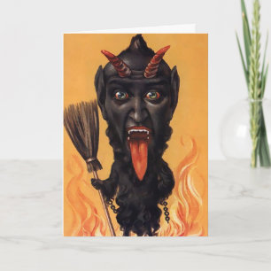 Vintage Krampus Djävulen julkort Helgkort