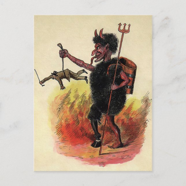 Vintage Krampus Djävulen Vykort (Framsida)