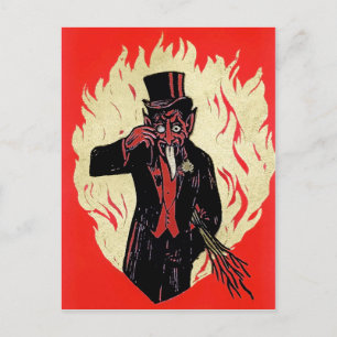 Vintage Krampus Djävulen Vykort