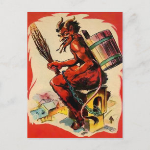 Vintage Krampus Djävulen Vykort