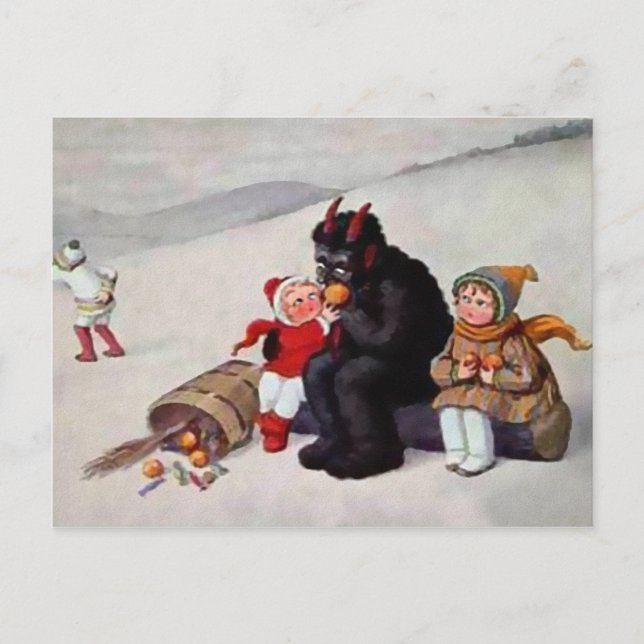 Vintage Krampus Eating Vykort (Framsida)