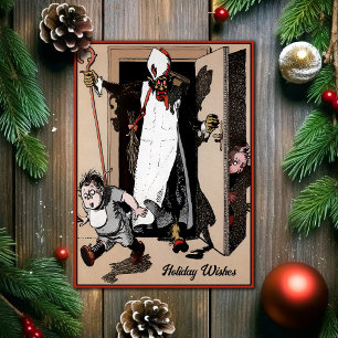 Vintage Krampus Helgdag Önskemål Helgkort