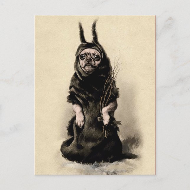 Vintage Krampus Hund vykort (Framsida)