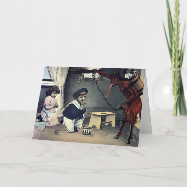 Vintage Krampus jul Helgkort (Framsida)