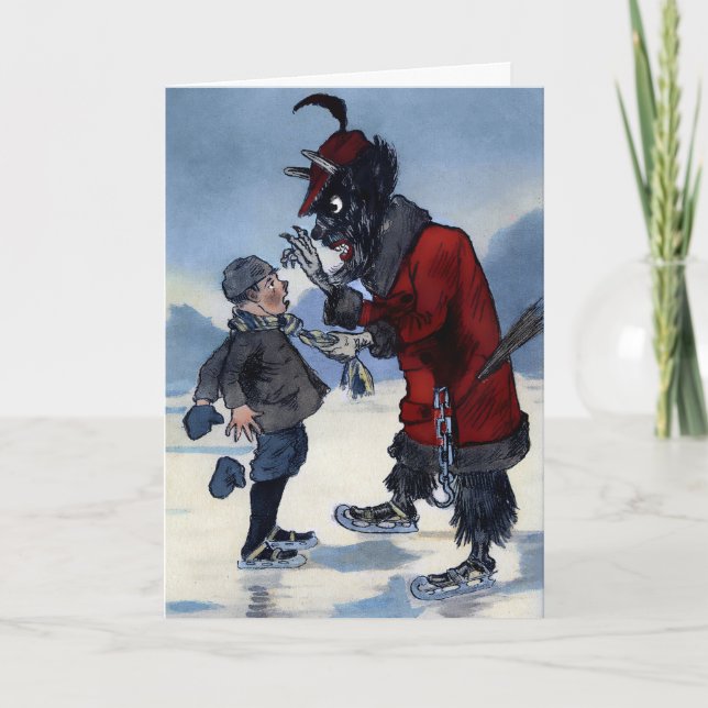 Vintage Krampus-julkort Helgkort (Framsida)