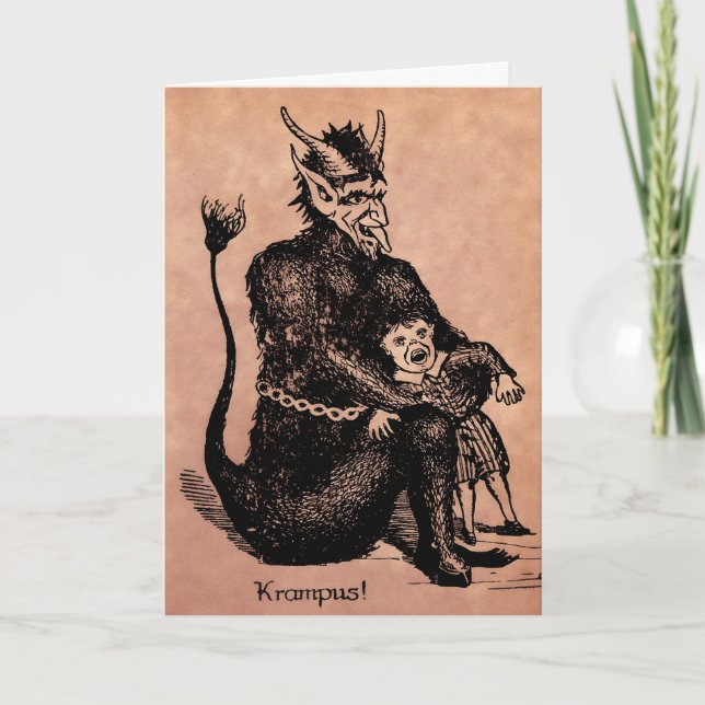 Vintage Krampus-julkort Helgkort (Framsida)
