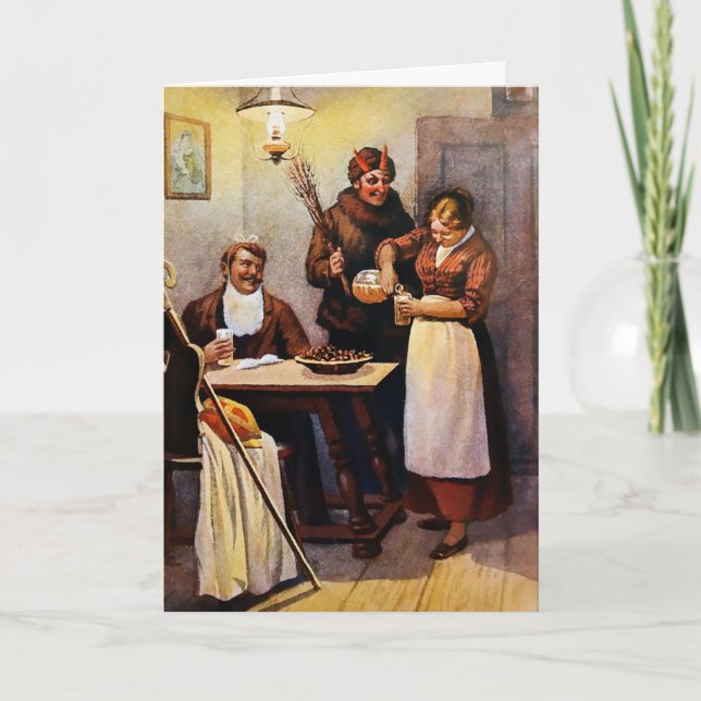 Vintage Krampus-julkort Helgkort (Framsida)