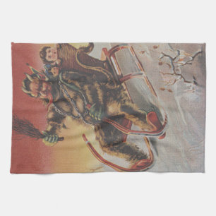 Vintage Krampus jultryck Kökshandduk