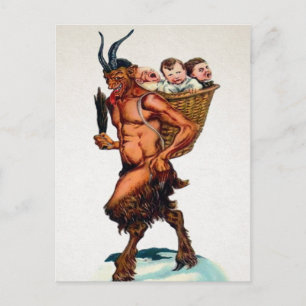 Vintage Krampus med barn Vykort