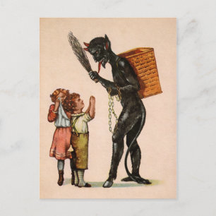 Vintage Krampus med barn Vykort