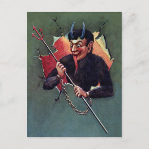 Vintage Krampus med klaffgaffel Vykort