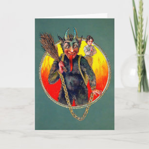 Vintage Krampus med Woman Helgdag Card Helgkort