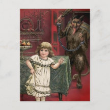 Vintage Krampus och barnvykort