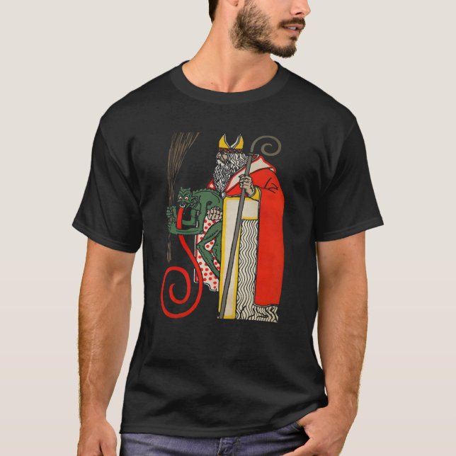 Vintage Krampus och Santa T Shirt (Framsida)