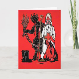 Vintage Krampus och St Nick-julkort Helgkort
