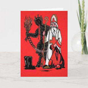 Vintage Krampus och St Nick-julkort Helgkort