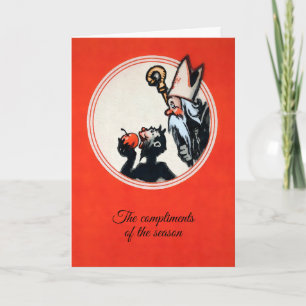 Vintage Krampus och St. Nick-julkort Helgkort