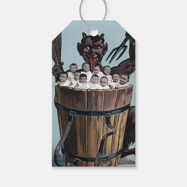 Vintage Krampus Presentetikett (Framsidan)