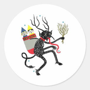 Vintage Krampus Runt Klistermärke