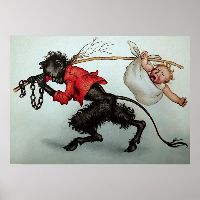 Vintage Krampus Stealing a Baby Poster (Framsidan)