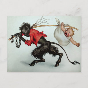 Vintage Krampus Stealing a Baby Vykort