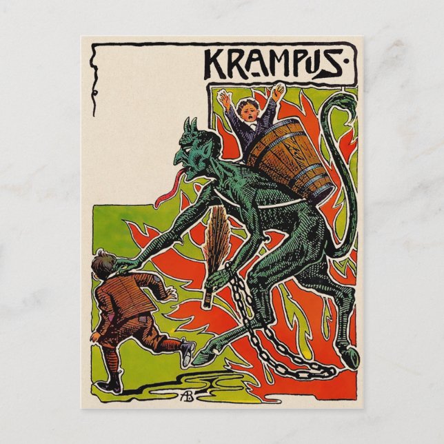 Vintage Krampus Vykort (Framsida)