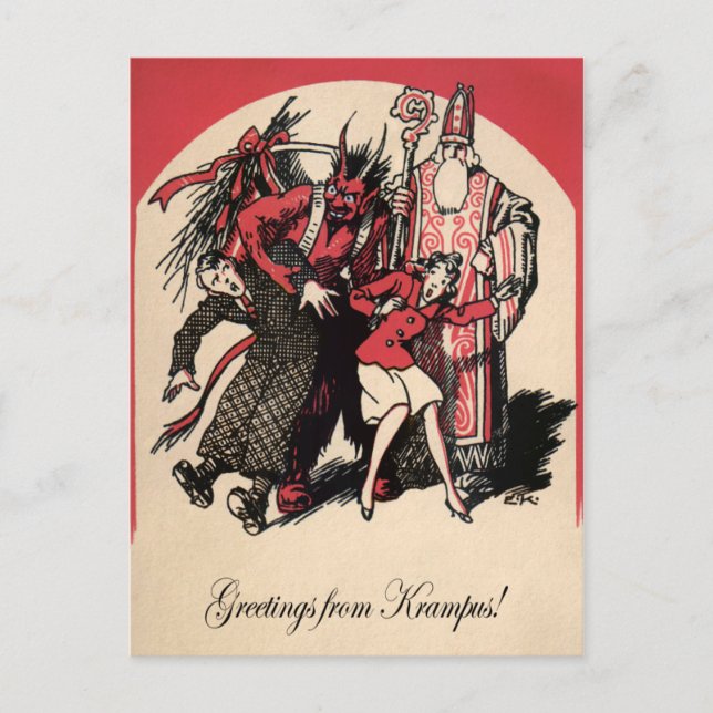 Vintage Krampus vykort (Framsida)