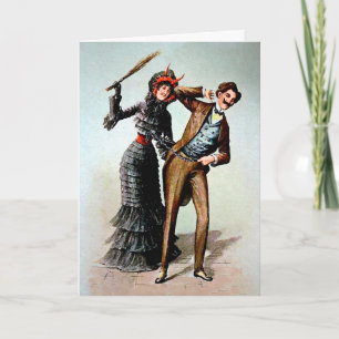 Vintage Krampus WomanHoliday-kort Helgkort