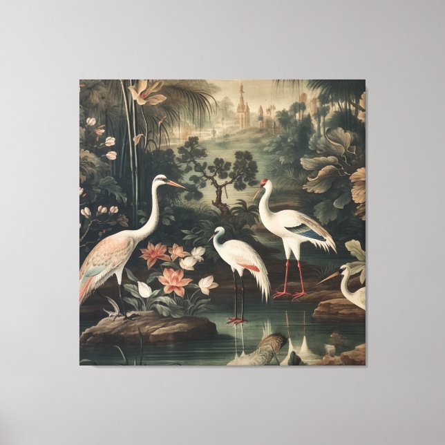 vintage kranar och palats i tropikarna canvastryck (Framsida)