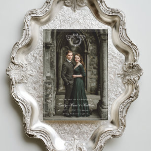 Vintage kransmonogram Elegant bröllop Fullfoto Spara Datumet