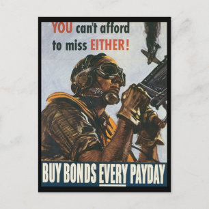 Vintage Krig Postcard, amerikanska obligationer Vykort