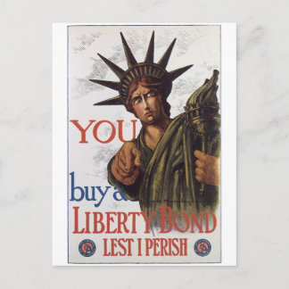 Vintage Krig Postcard, Liberty Bonds poster Vykort