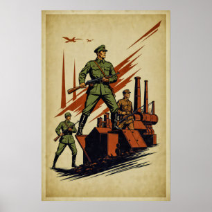 Vintage Krig Poster - Modig marschillustration av