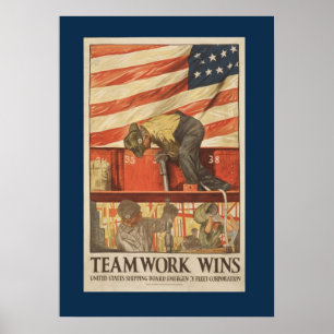 Vintage Krig Teamwork Poster
