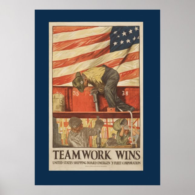 Vintage Krig Teamwork Poster (Framsidan)
