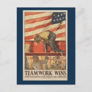 Vintage Krig-vykort för teamwork Vykort