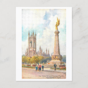 Vintage krigsmonument och kyrka, Newcastle upon Ty Vykort