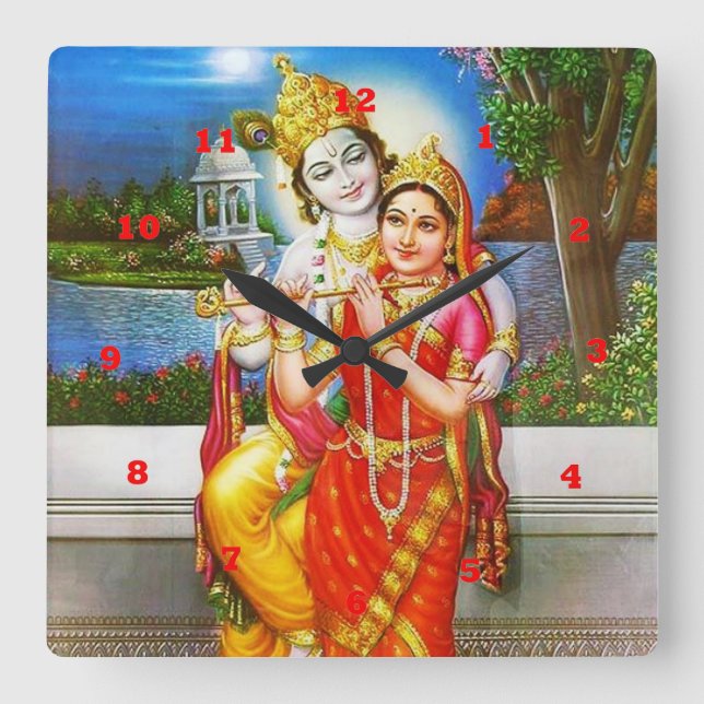 VINTAGE Krishna Indien Kanada Fyrkantig Klocka (Framsida)