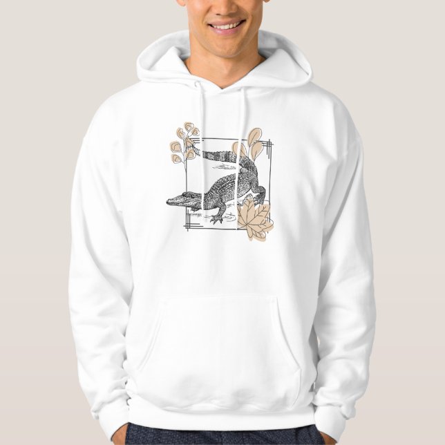 Vintage Krokodil & Höstlöv Hoodie (Framsida)