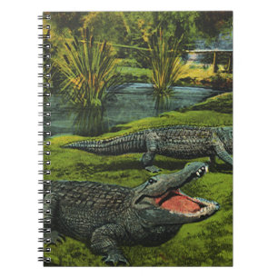 Vintage Krokodiler, havslevande reptiler Anteckningsbok Med Spiral